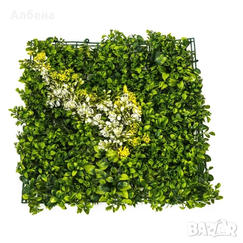 Зелено пано за стена 50×50 см – с изкуствени растения, снимка 2 - Декорация за дома - 53872841