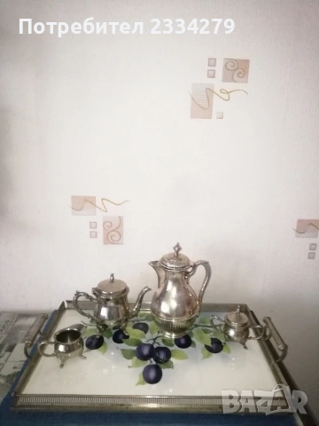 Антикварни подноси: дървен поднос интарзия, бронзов поднос, поднос метал и порцелан. . , снимка 14 - Антикварни и старинни предмети - 53662846