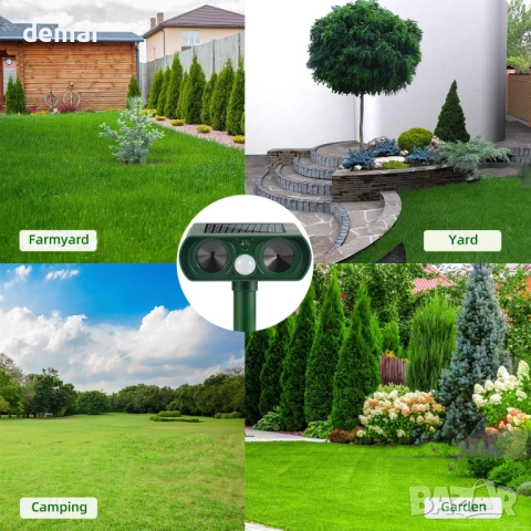 Соларен ултразвуков репелент за животни със сензор за движение и звукова аларма, снимка 6 - Други стоки за дома - 51786467