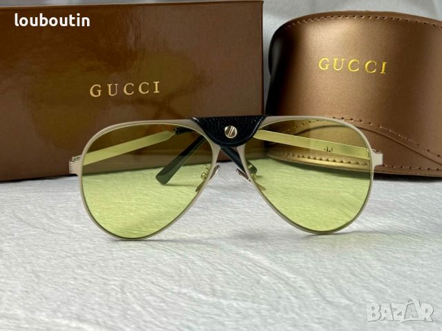 Gucci 2024 мъжки слънчеви очила авиатор с кожа 5 цвята, снимка 12 - Слънчеви и диоптрични очила - 45484592