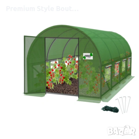 Градинска оражнерия с врата на панти - здрава и стабилна конструкция 6 х 3 х 2м, снимка 8 - Оранжерии - 53617151