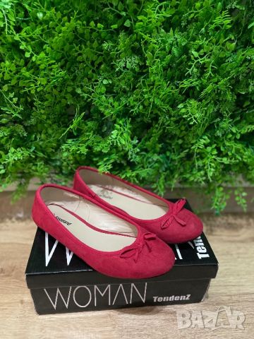 Червени балерини , снимка 1 - Дамски ежедневни обувки - 45118204