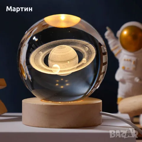 Нощна лампа Космос 3D LED USB 7x7x8см, снимка 1 - Декорация за дома - 48933628