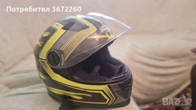 Мото каска Shox размер М 57-58 жълто и черно, снимка 6 - Аксесоари и консумативи - 52163142