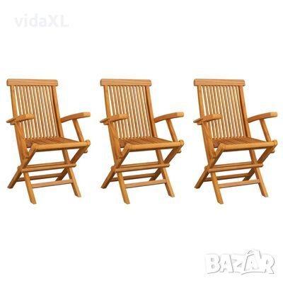 vidaXL Градински столове, 3 бр, тиково дърво масив（SKU:312277