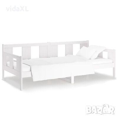 vidaXL Дневно легло, бяло, борово дърво масив, 90x200 см(SKU:820298
