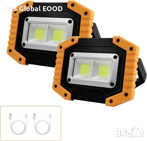 Tekstap 2бр LED работна лампа 30W 1500LM акумулаторна с USB