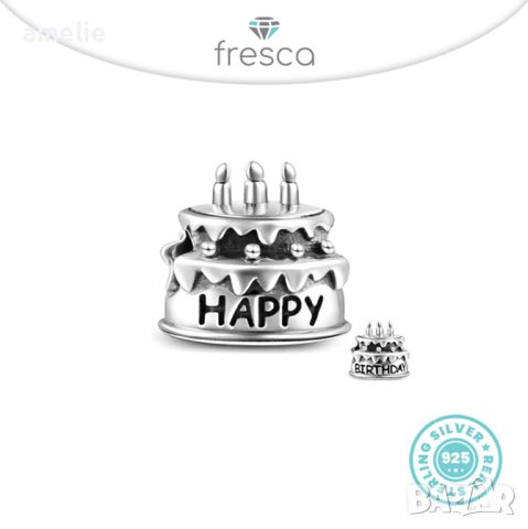 Нова Колекция! Талисман Fresca по модел Pandora Пандора сребро 925 Happy Birthday. Колекция Amélie, снимка 1 - Гривни - 39424791