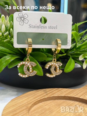 Chanel Обеци От Медицинска Стомана Шанел - Различни Цветове Код SK1217, снимка 2 - Обеци - 54095228