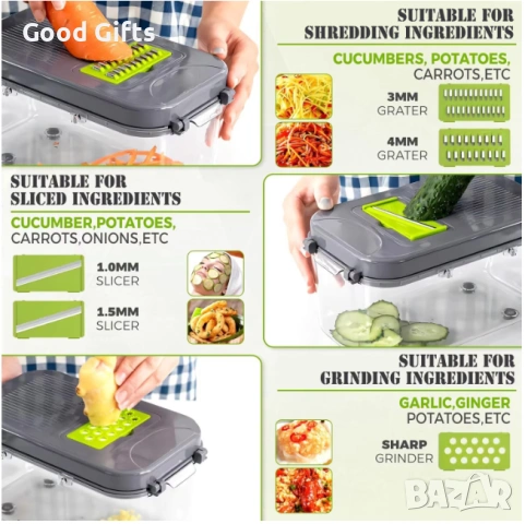 Многофункционално Кухненско Ренде 22-в-1 – Професионална Прецизност и Светкавично Готвене, снимка 4 - Други стоки за дома - 53369084