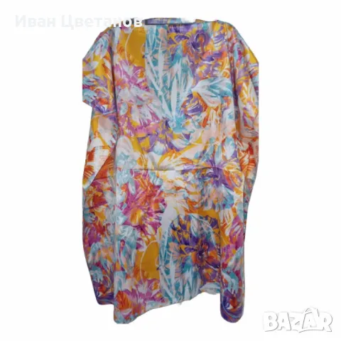 Лятна плажна туника от коприна, с артистични и морски десени, снимка 7 - Туники - 50036708