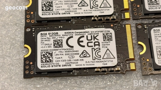 512GB SSD Kioxia BG6 M2-2242 (nVme,PCI-Ex Gen4x4), снимка 2 - Твърди дискове - 52036680