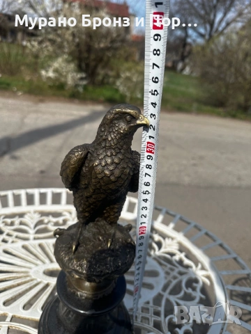 Масивна бронзова статуетка "Сокол" – J. Moigniez (Жул Моание), 34 см, 3.4 кг, снимка 3 - Антикварни и старинни предмети - 53982067