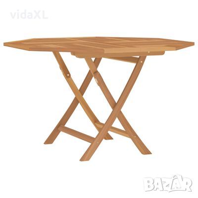 vidaXL Сгъваема градинска маса, 120x120x75 см, тиково дърво масив(SKU:362617