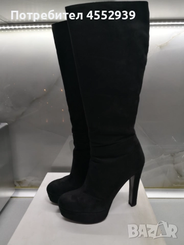 Велурени ботуши на ток и платформа 