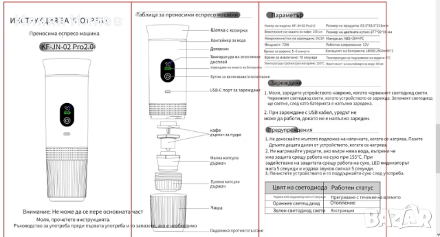 Дигитална преносима автоматична кафемашина, снимка 7 - Кафемашини - 53568495