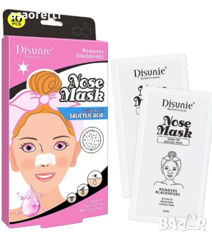 🖤 DISUNIE Дълбоко Почистваща Маска за Нос – 10 бр. С Ленти Салицилова Киселина и Масло от Жожоба