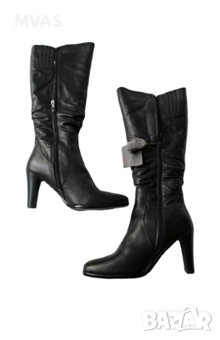 Нови естествена кожа дамски зимни ботуши на ток с естествен пух пълнеж 38 39 размер, снимка 3 - Дамски ботуши - 51879486