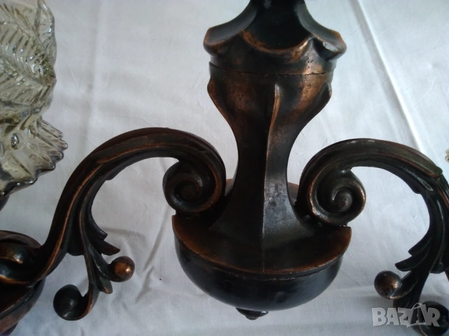 Продавам полилей двойка с медни орнаменти, снимка 3 - Полилеи - 53517693