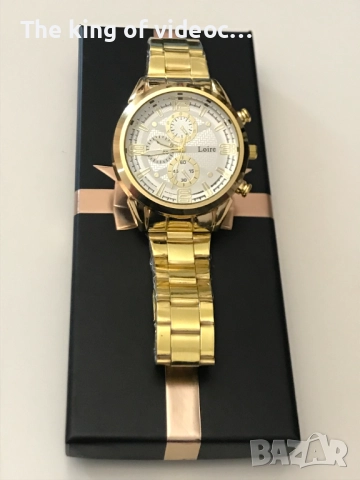 Мъжки златист часовник с голям циферблат ( ВИДЕО ), снимка 2 - Мъжки - 52315219