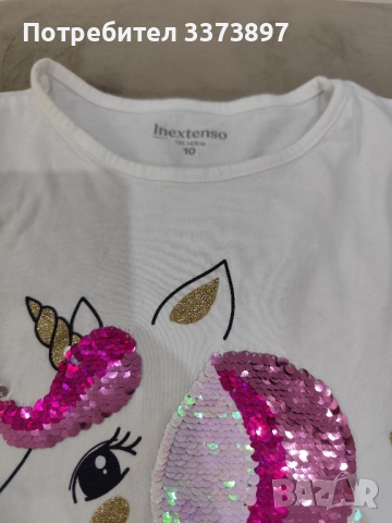 Детска тениска за момиче с пайети , снимка 3 - Детски тениски и потници - 52448719