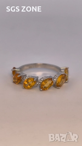 СРЕБЪРЕН ПРЪСТЕН С ЦИТРИН ОТ ТАЙЛАНД, снимка 4 - Пръстени - 52318243