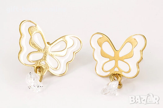 Обеци от стомана "ПЕПЕРУДА", снимка 2 - Обеци - 52334940