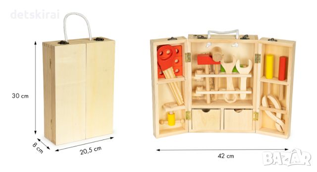 Дървена кутия - куфар за инструменти, снимка 4 - Образователни игри - 46017098