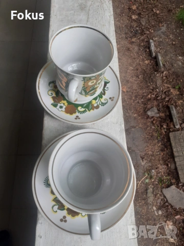 Руски порцелан позлата две големи чаши с чинийки печати, снимка 3 - Антикварни и старинни предмети - 53329733