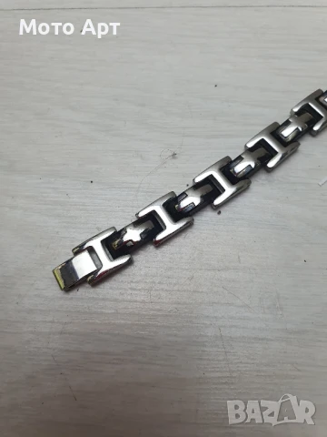 Стоманена верижга верига гривна мъжка за голяма ръка рокерска Калена стомана, снимка 2 - Гривни - 51068085