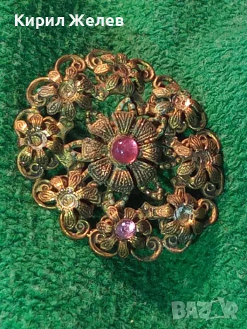 СТАРИННА ФЛОРАЛНА АЖУРНА БРОНЗОВА АР НУВО БРОШКА с АМЕТИСТ и НУЖДА от ЛЕКА РЕСТАВРАЦИЯ 39818, снимка 11 - Антикварни и старинни предмети - 48733953