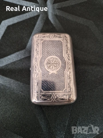 Рядка уникална антикварна руска сребърна кутийка за тютюн с ниело , снимка 6 - Антикварни и старинни предмети - 50446342