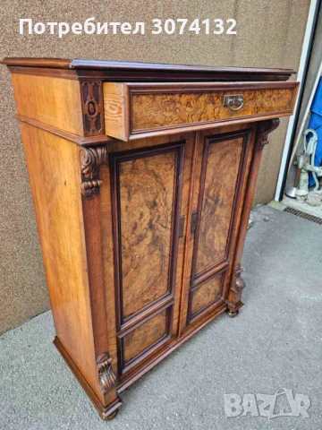 Шкаф в стил Бидермайер с интарзия, снимка 4 - Шкафове - 50675496