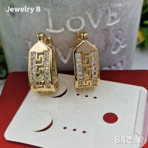 Обици с медицинска стомана и 18К позлата