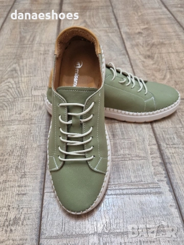 Дамски спортни обувки от естествена кожа в зелено , снимка 3 - Дамски ежедневни обувки - 53890498