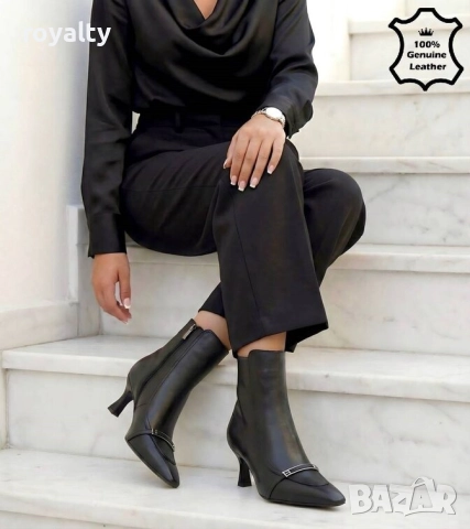 Боти на Ток - Черна ЕСТЕСТВЕНА Кожа