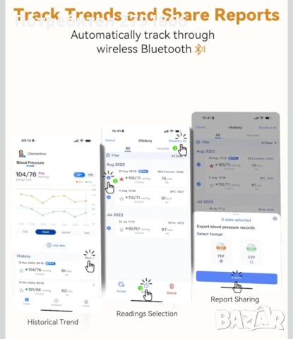 CheckMe Armfit Plus автоматичен апарат за кръвно налягане за горната част на ръката ЕКГ Android  iOS, снимка 5 - Други - 51991203