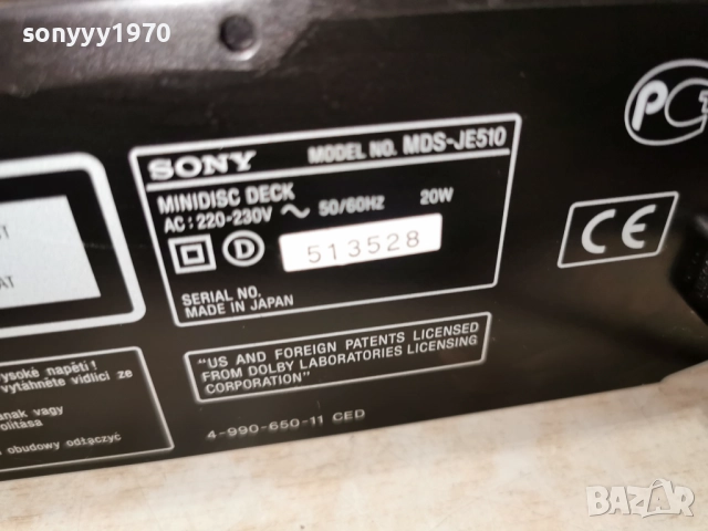SONY MDS-JE510 MINIDISC DECK-ВНОС SWISS 2012251803, снимка 10 - Декове - 52859305