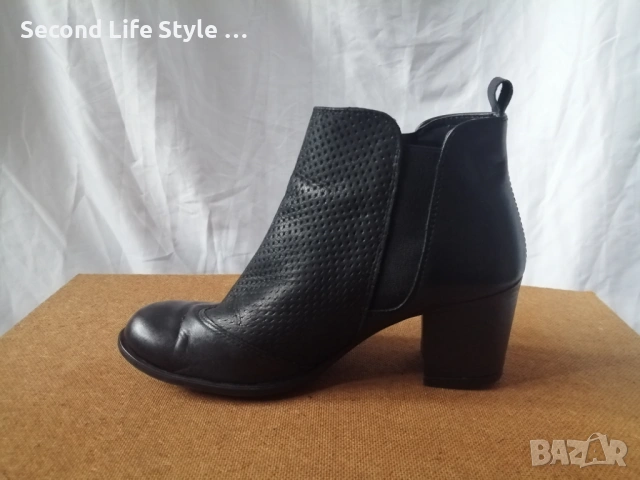 № 39 дамски боти естествена кожа на ток Mon Dieu - в черен цвят, снимка 5 - Дамски боти - 54096246