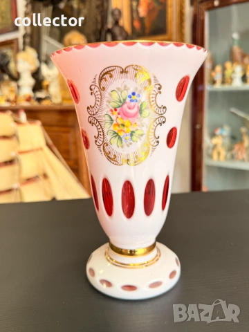 Чешка - Бохемска ваза / Бохемия. №7879, снимка 5 - Антикварни и старинни предмети - 53497213