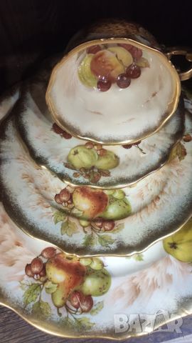 Четворен сет и бонбониера/захарница от фин порцелан Hammersley & Co. Gold Autumn /, снимка 9 - Антикварни и старинни предмети - 45477325