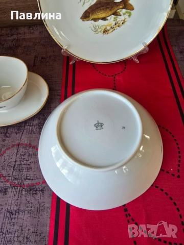 Порцеланов комплект плато, купа и сосиера , снимка 3 - Чинии - 51772321