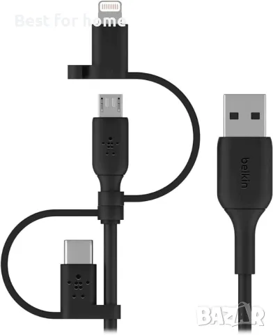 Универсален кабел Belkin -3-в-1- USB-C, Lightning, Micro-USB кабел за зареждане
