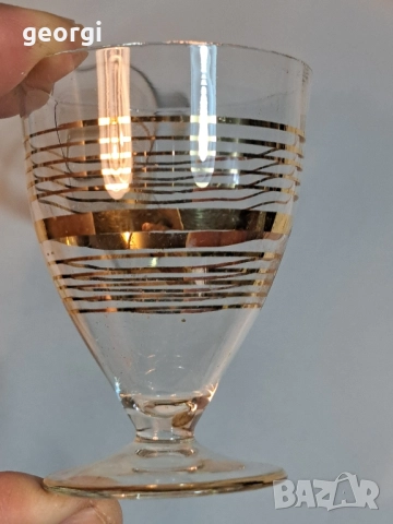 две тънкостенни чаши за ракия със златен кант 29/6, снимка 3 - Чаши - 52832812