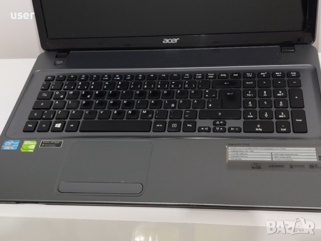 8GB RAM, Core i5-3230m 17" инча лаптоп Acer Aspire E1-771G GeForce 710m 1GB, 500GB хард диск , снимка 2 - Лаптопи за дома - 44950984