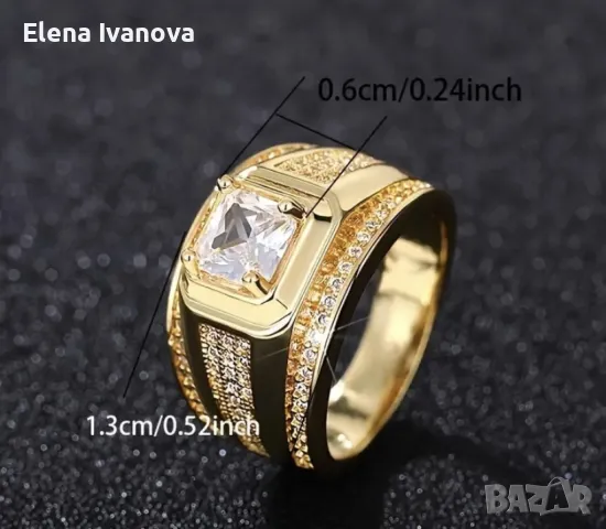 Златист пръстен от висококачествена медицинска стомана, снимка 4 - Пръстени - 49483639