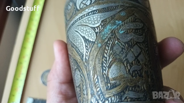Османска,чаша,бокал,рьчно рисувана,гравюри,бронз, 3 цвята, снимка 4 - Антикварни и старинни предмети - 50586386