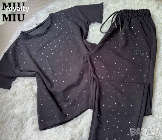 Памучни дамски комплекти с камъни  Мiu Miu