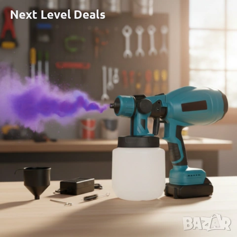 🎨 Акумулаторен безжичен пистолет за боядисване – 21V с 2 батерии, снимка 4 - Други инструменти - 53748994