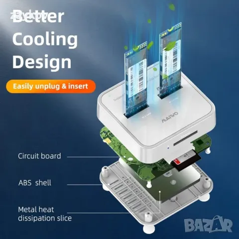 MAIWO K3016SD NVMe SATA SD 3 Bay SSD докинг станция, 10Gbps M.2 SSD адаптер за четец, снимка 4 - Друга електроника - 47137633